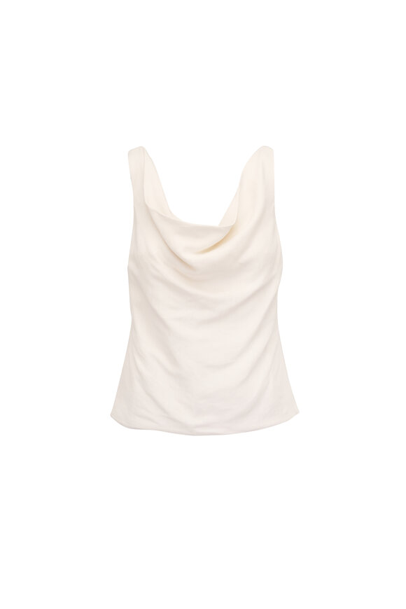 Brunello Cucinelli Ivory Fluid Twill Draped Top