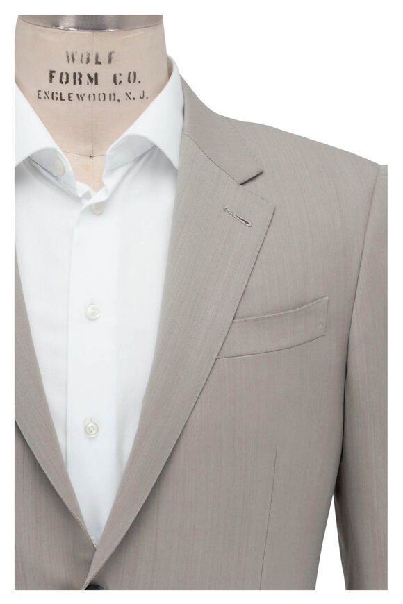 Zegna Solid Tan Wool Suit 