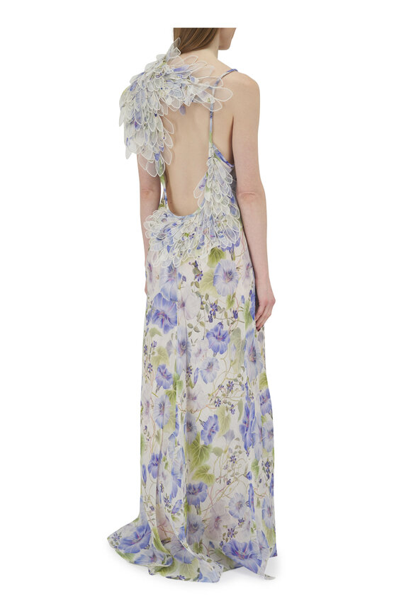 Zimmermann - Natura Blue Floral Feather Slip Gown