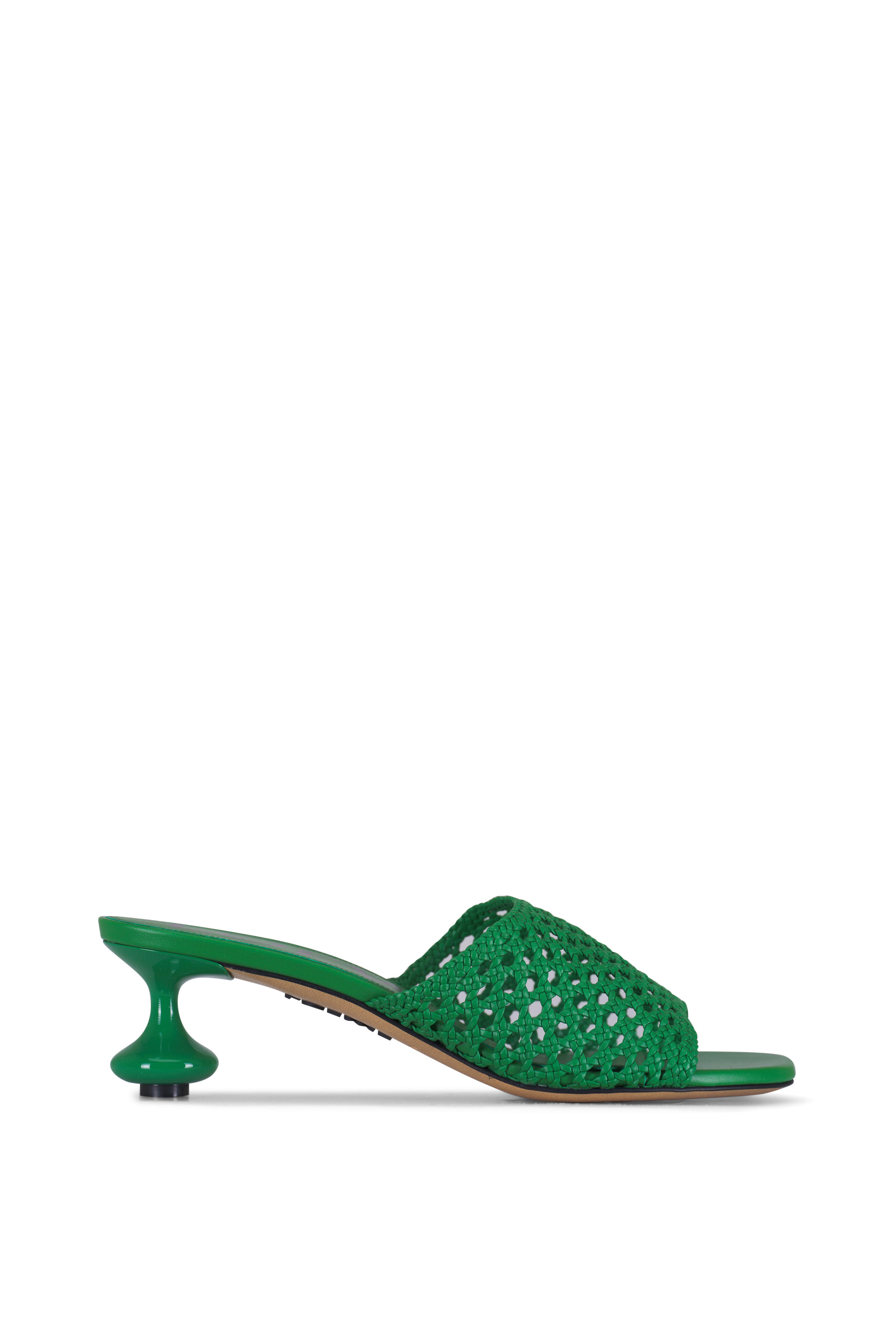 サンダル・ミュール LOEWE Women Sandals LLSS379X06SUE 4160 GREEN Loewe Ease Buckle mule in khaki green | TheDoubleF