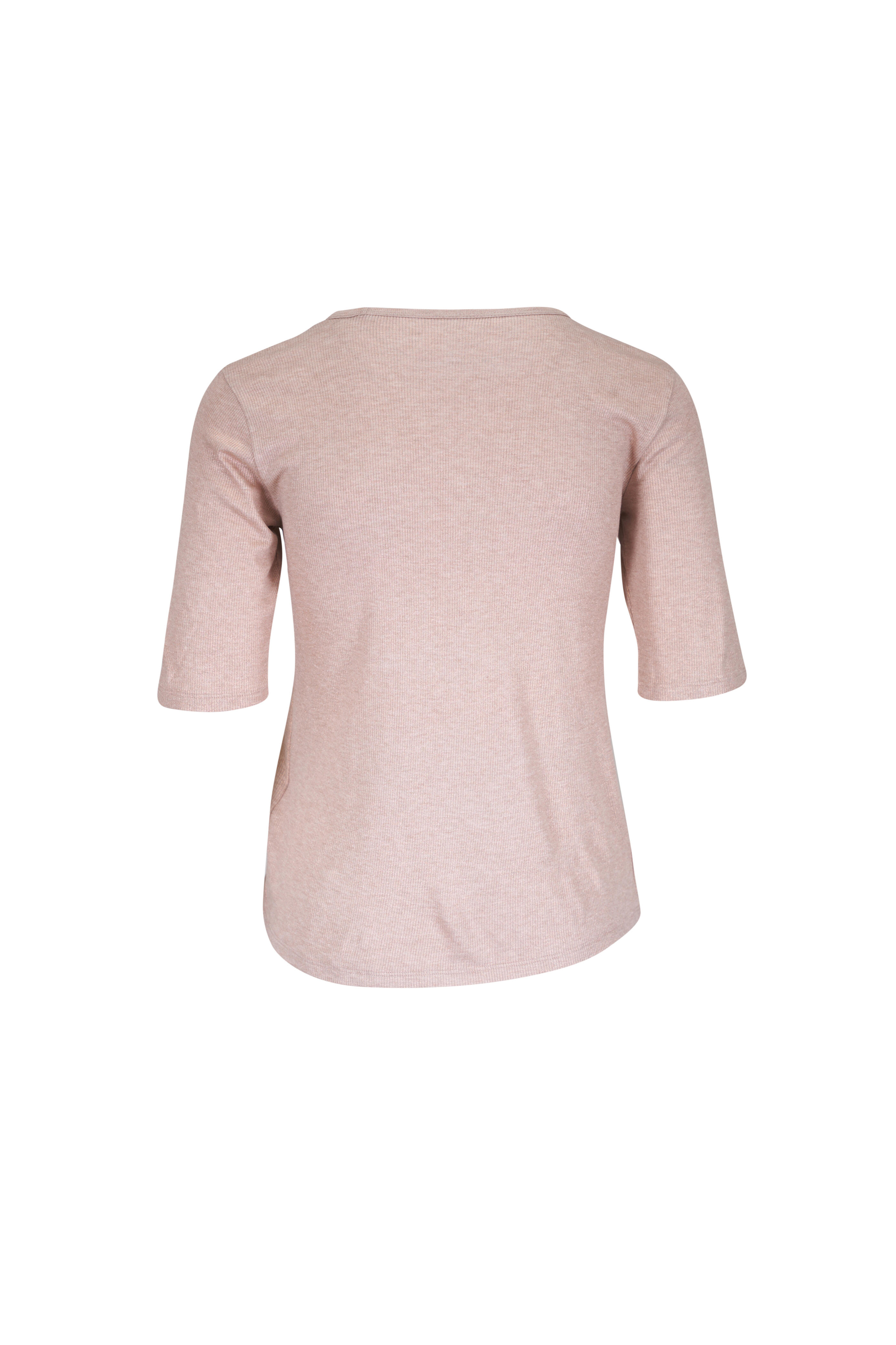 Majestic - Ecru Soft Touch Metallic Ribbed Top