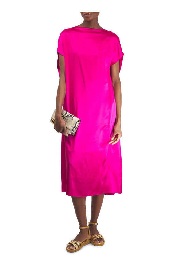 Dries Van Noten Diria Bright Fuchsia Silk Dress - view 2
