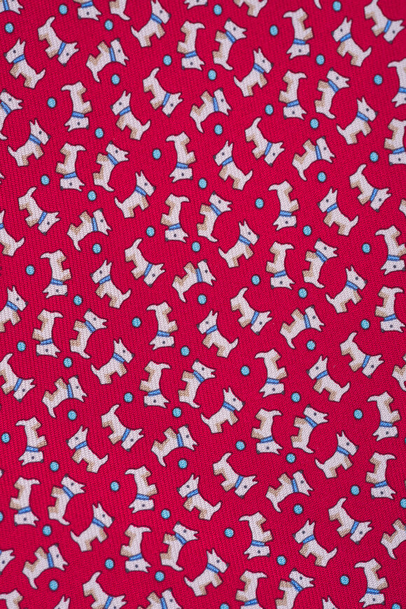 Ferragamo Red Dog Print Silk Necktie - view 2