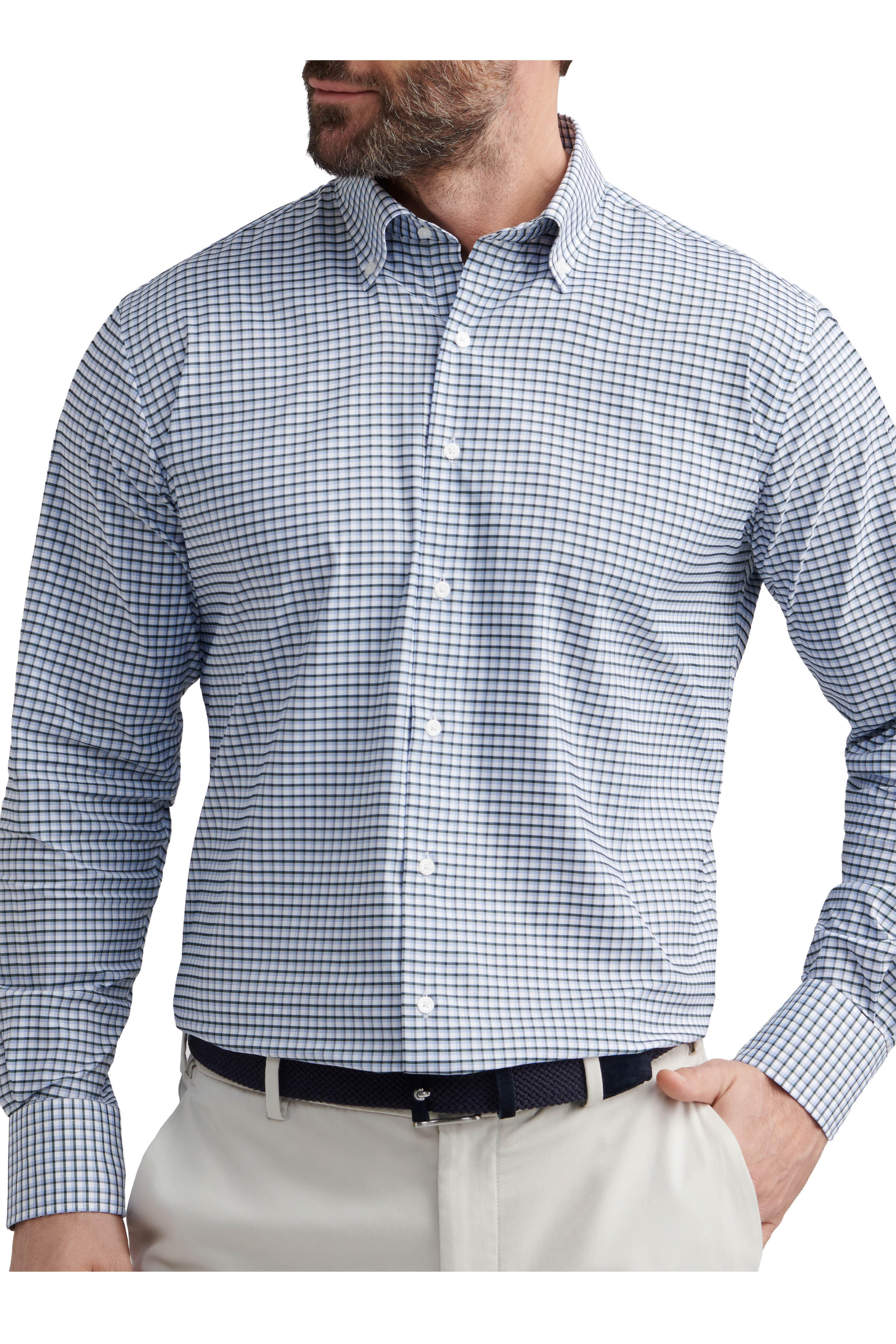 Peter Millar - Cashiers Dark Green & Blue Plaid Twill Sport Shirt