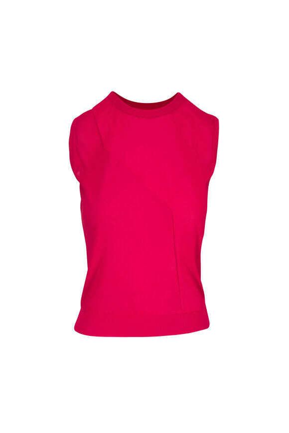 Akris Vermillion Grid Knit Tank