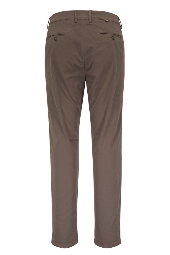 Canali Medium Brown Stretch Cotton Twill Flat Front Pant - view 6