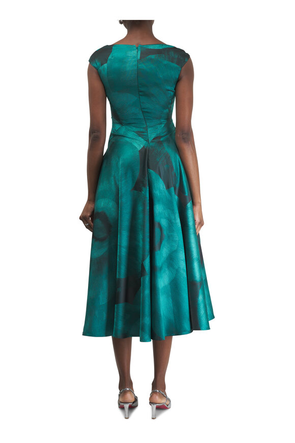 Talbot Runhof - Jade Jacquard Midi Draped Dress