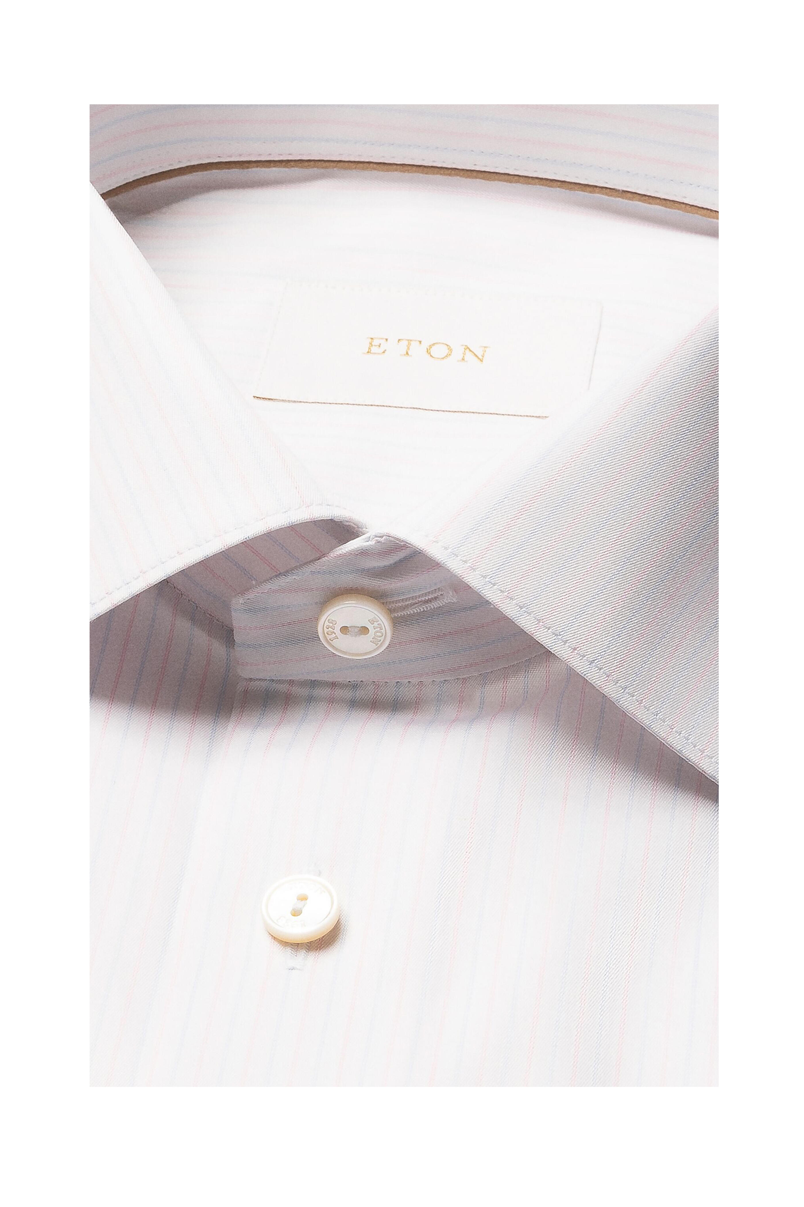 Eton - Pink & Blue Stripe Cotton Dress Shirt - view 4