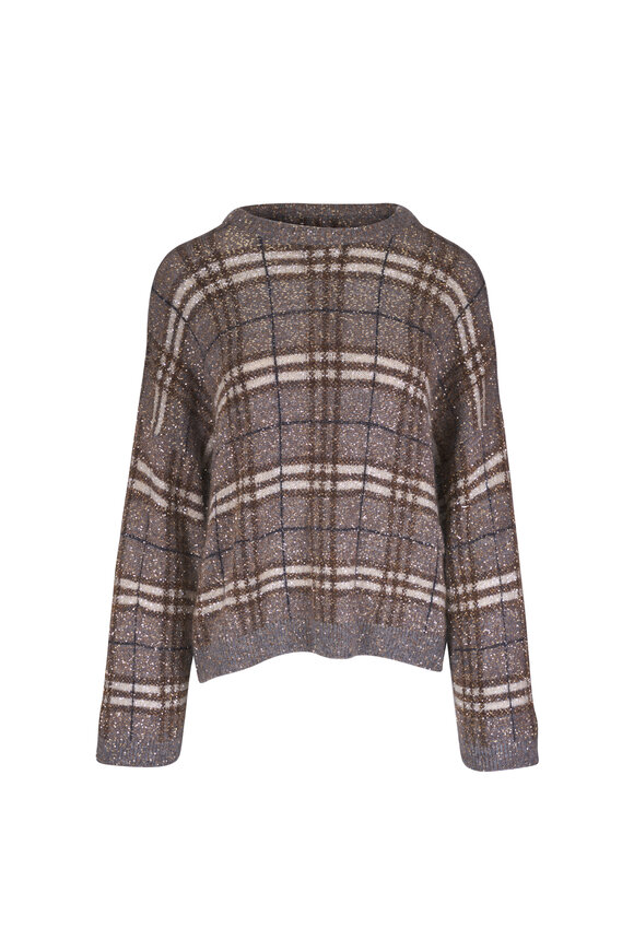 Brunello Cucinelli Light Brown Dazzling Prince of Wales Sweater - view 1