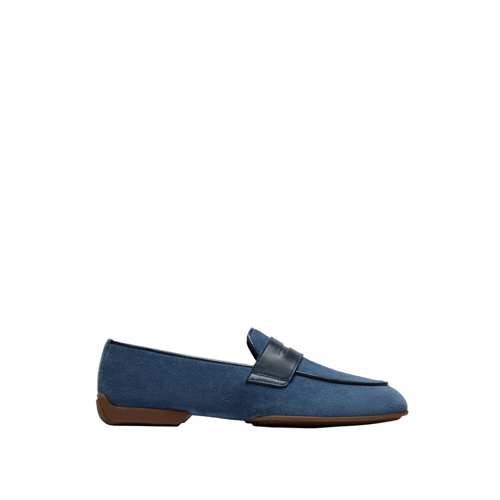 Brioni Monza Suede Driver Loafer in Periwinkle