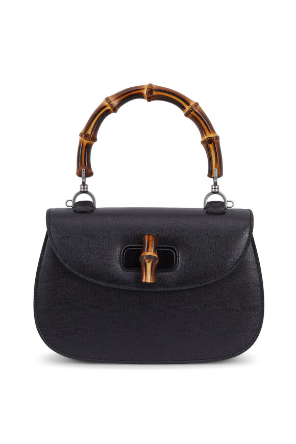 Gucci - Bamboo Classic Black Saffiano Top Handle Bag