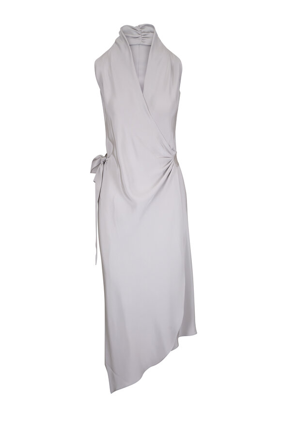 Peter Cohen Victor Light Gray 4-Ply Silk Midi Dress