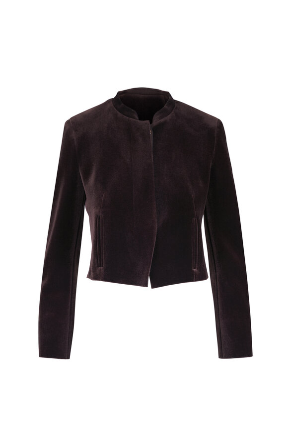 Akris Kadet Coffee Velvet Short Jacket - view 1