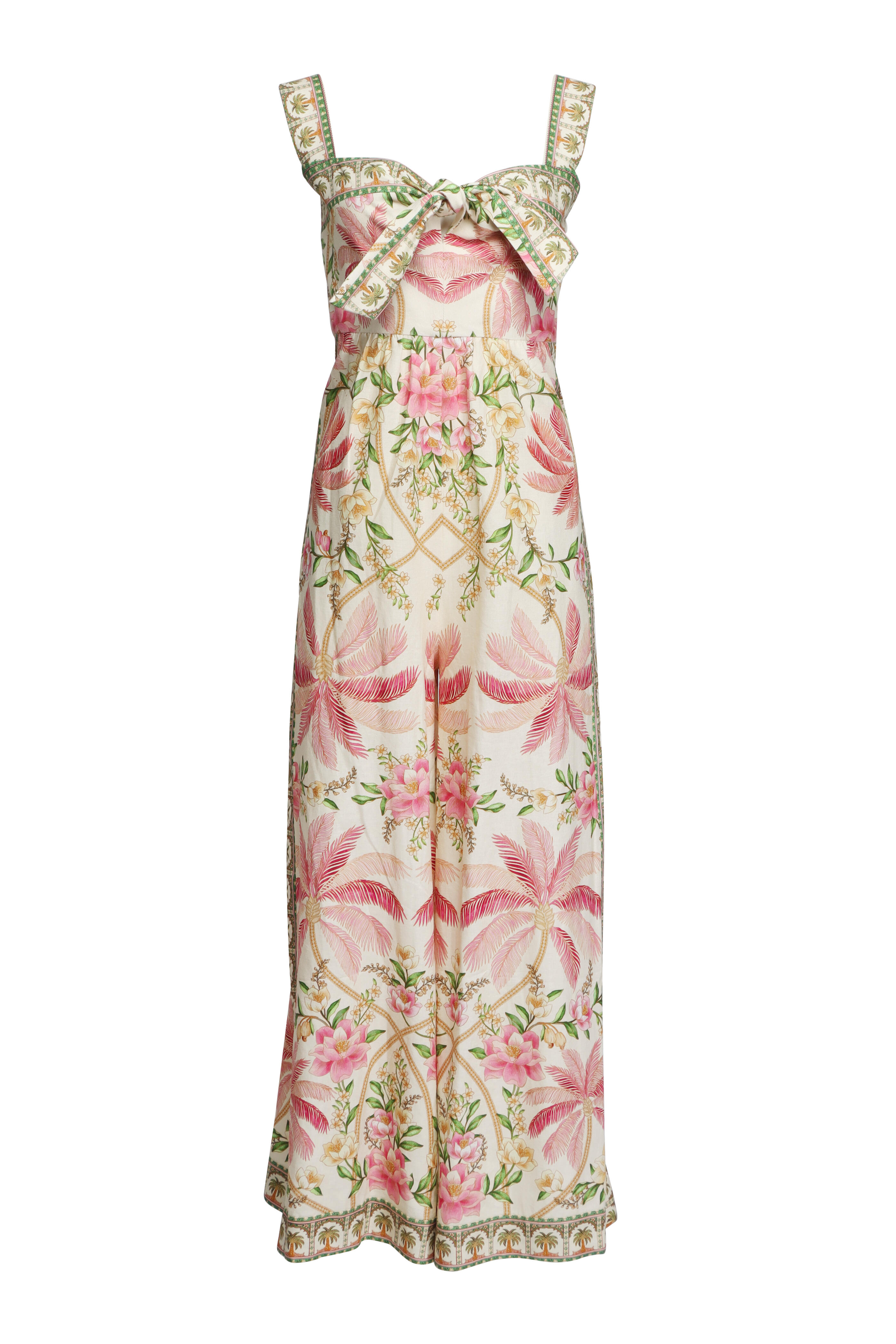 Farm Rio - Palm Dream Off White Knot Jumpsuit