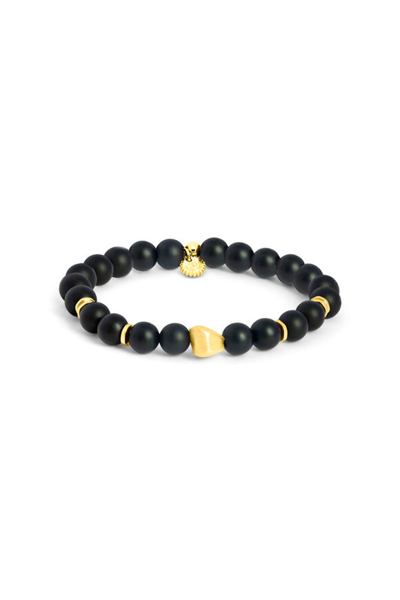 Tateossian - Smooth Black Agate Stretch Bracelet