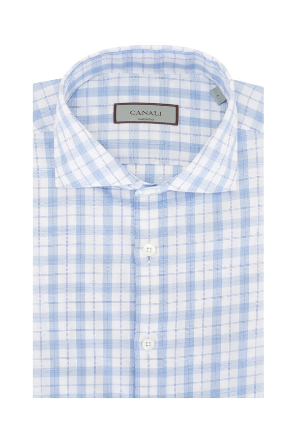 Canali Blue & White Plaid Sport Shirt