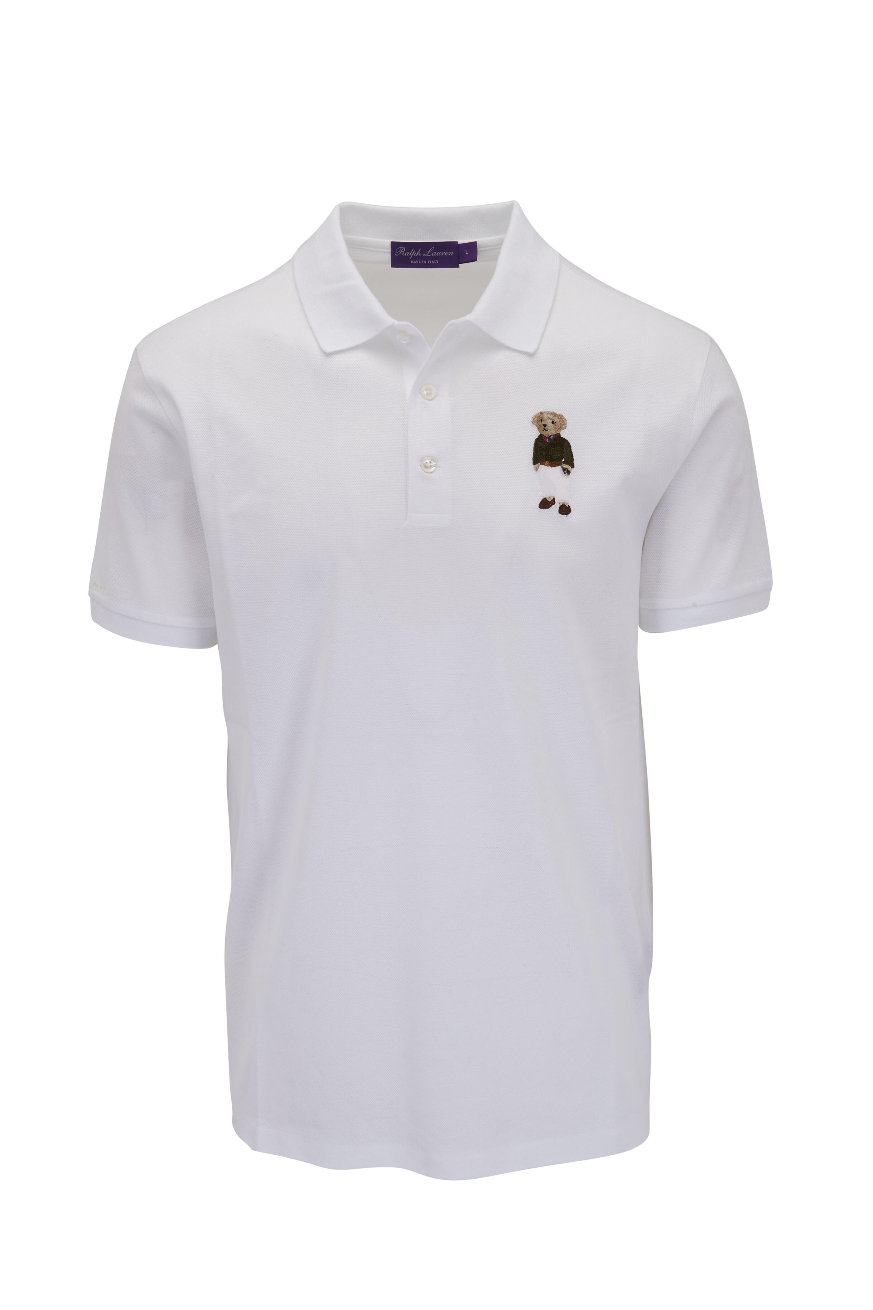 Ralph Lauren Purple Label - Classic White Polo Bear Piqué Polo Shirt