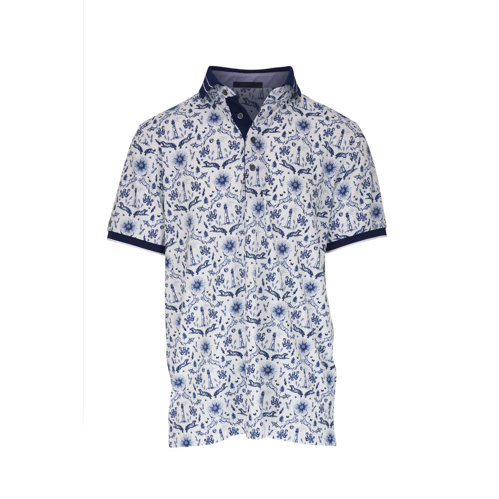 Greyson - Montauk Curiosity Navy & White Polo | Mitchell Stores