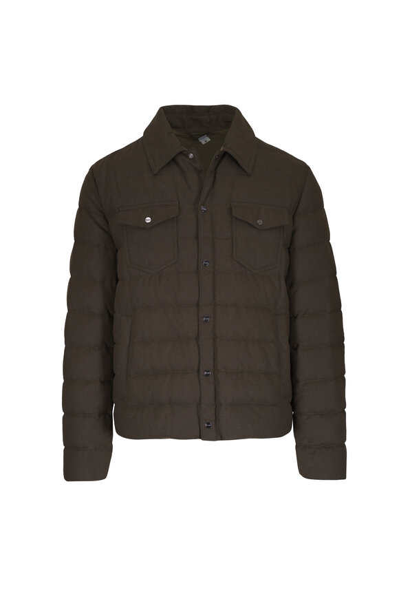 Herno Legend Olive Light Wool Down Shirt Jacket - view 1
