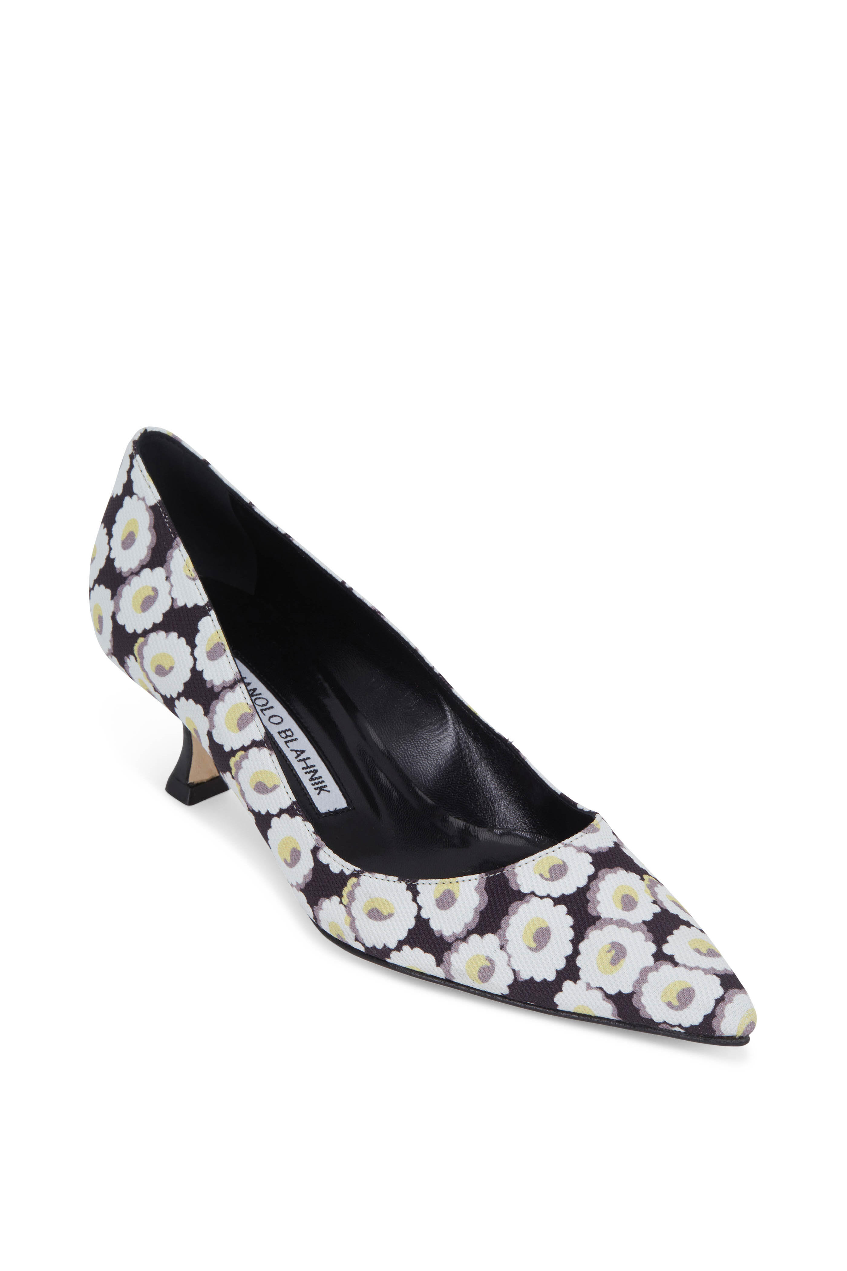 Manolo Blahnik - Lisa Black & White Floral Print Pump, 50mm