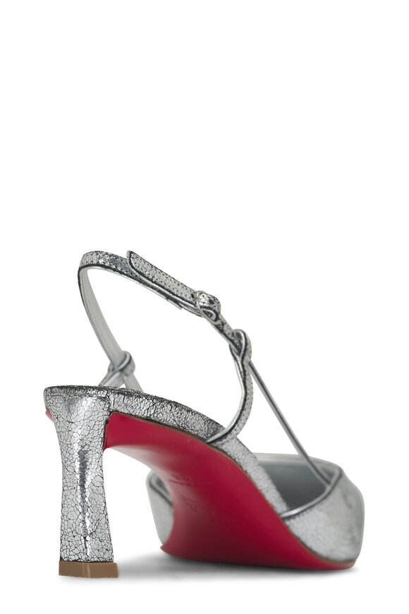 Christian Louboutin - Condoroline Silver Manoir Leather Slingback, 55mm