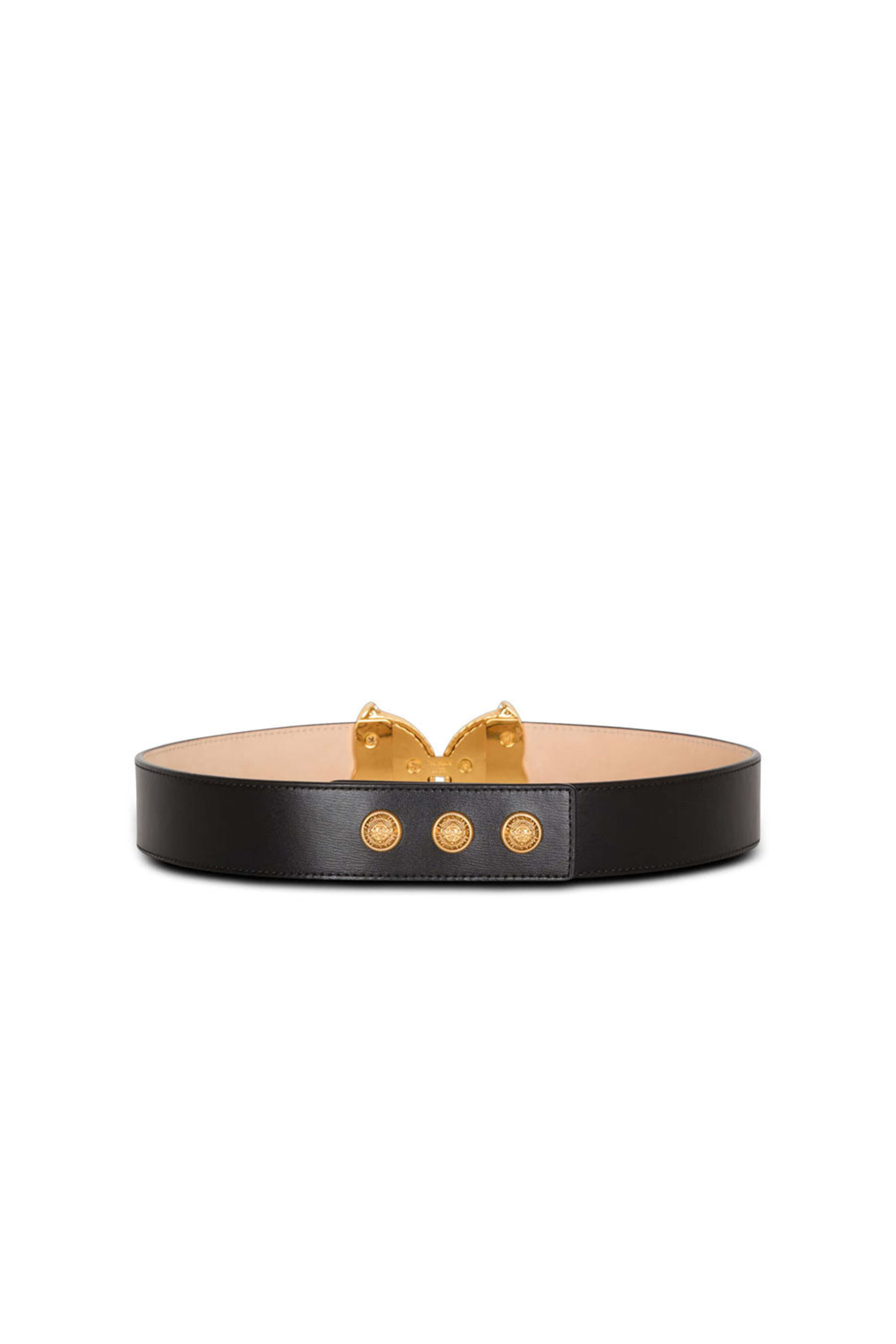 Balmain - Double Snail Leather Belt in Black