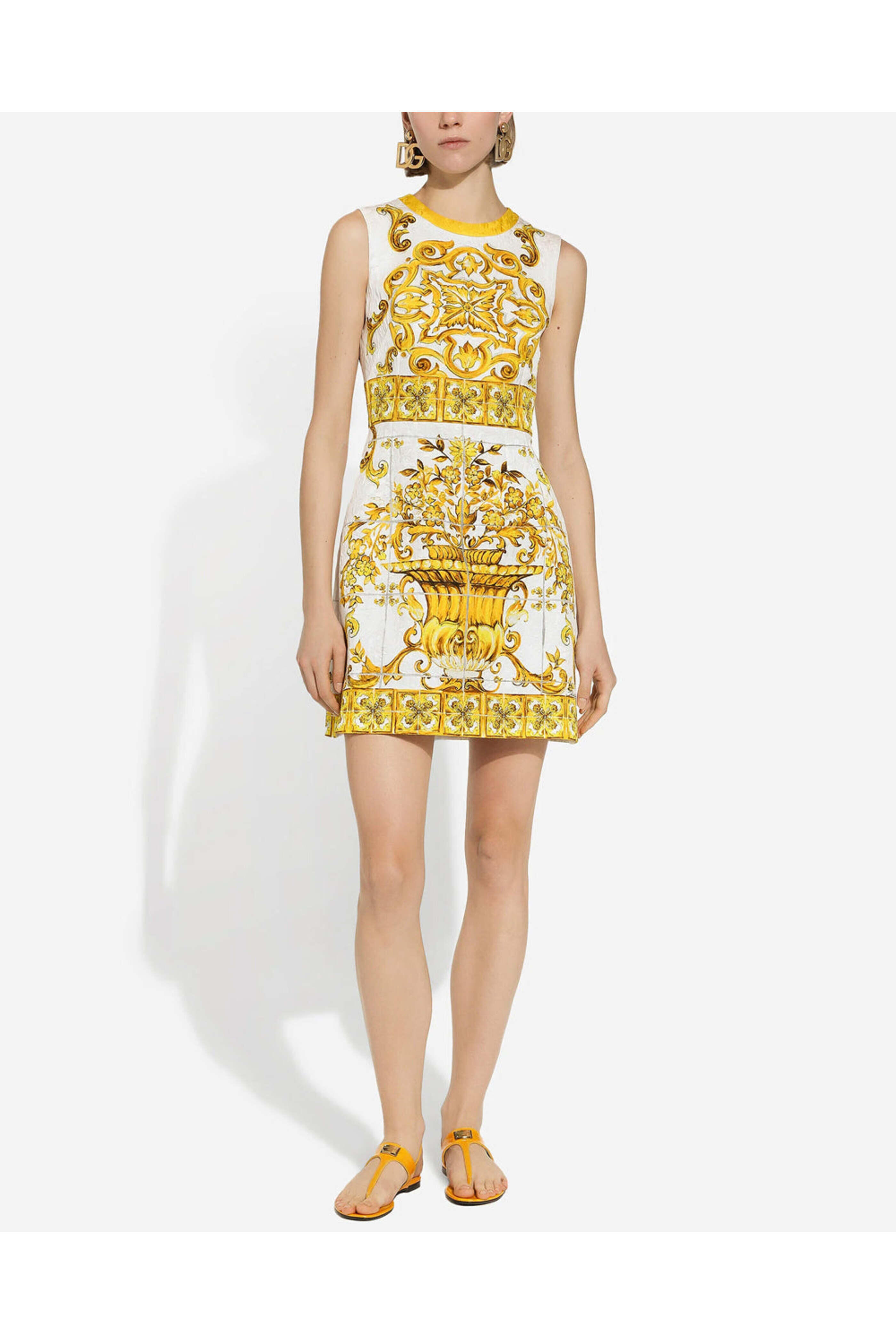 Dolce & Gabbana - Maiolica Giallo Print Aline Mini Dress