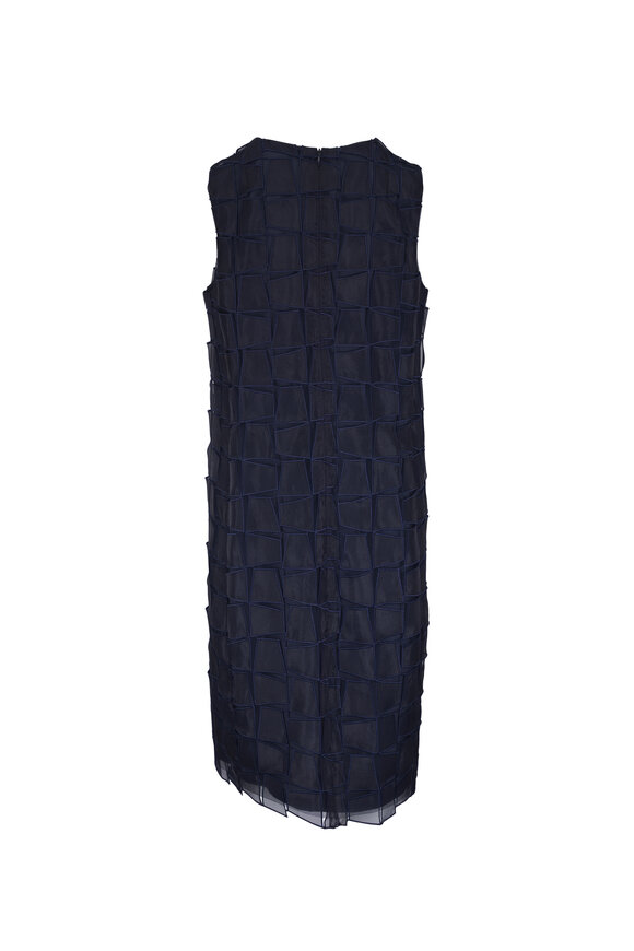 Akris Dark Navy Organza Trapezoid Embroidered Dress - view 3