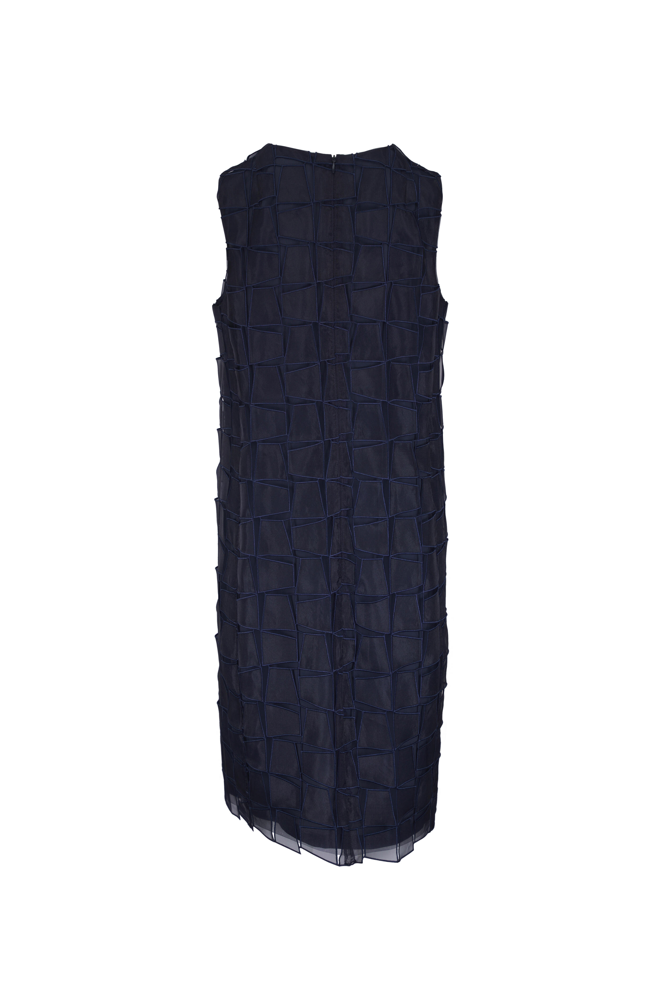 Akris - Dark Navy Organza Trapezoid Embroidered Dress - view 4