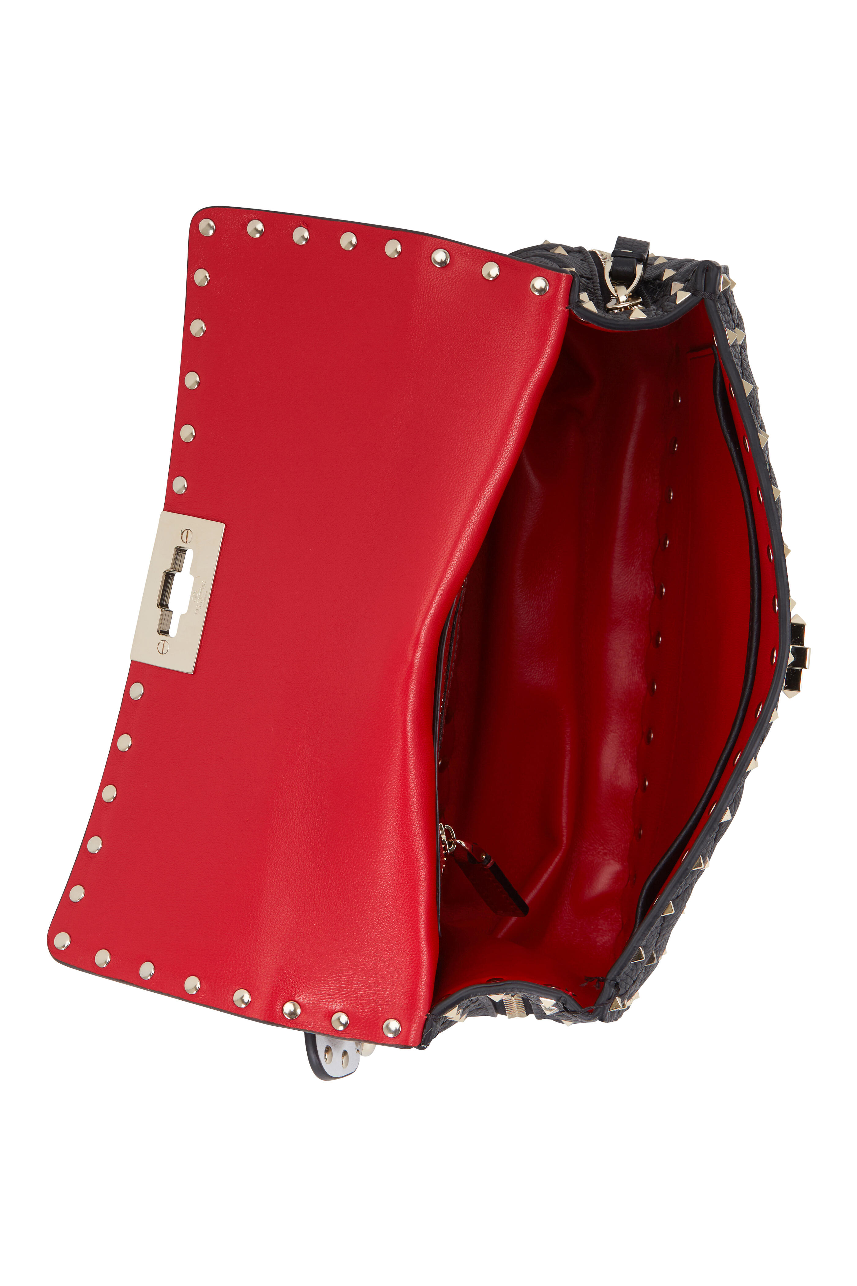 Valentino Black/Red Quilted Leather Medium Rockstud Spike.It Shoulder Bag  Valentino