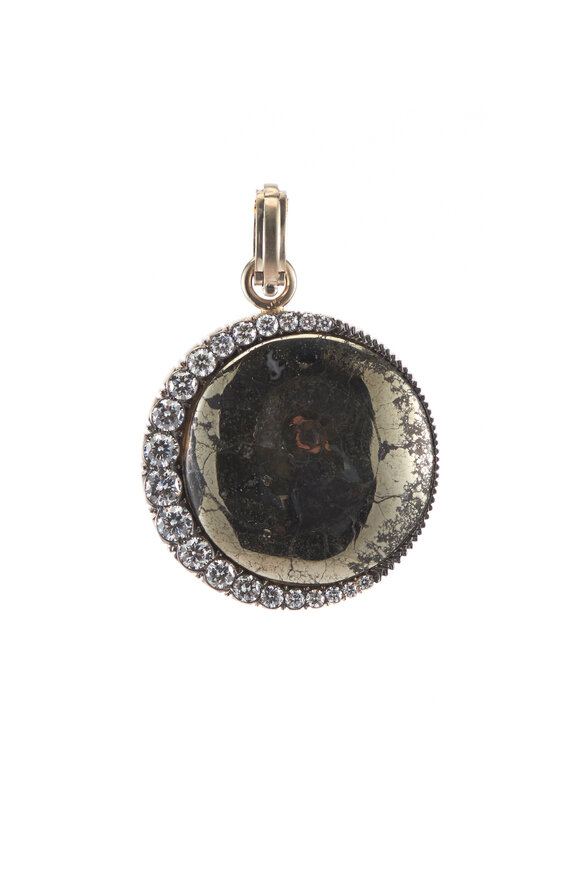 Sylva & Cie 18k White Gold Ammonite Fossil Pendant - view 1