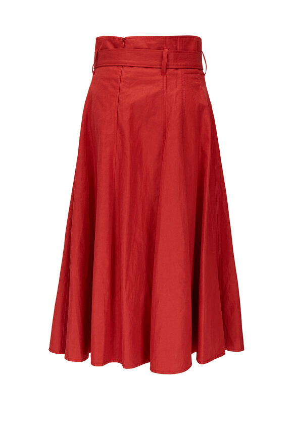 Brunello Cucinelli - Belted Red Midi Skirt 