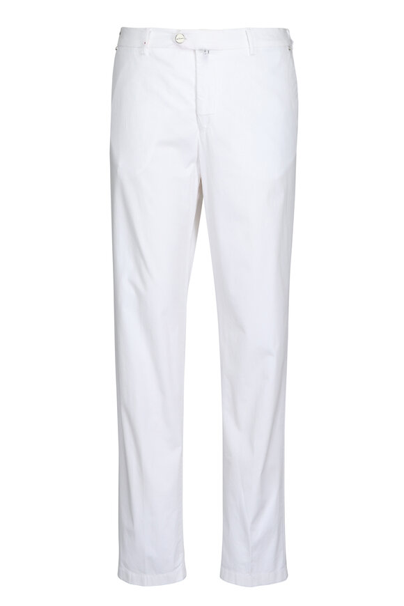 Kiton White Stretch Casual Poplin Pant