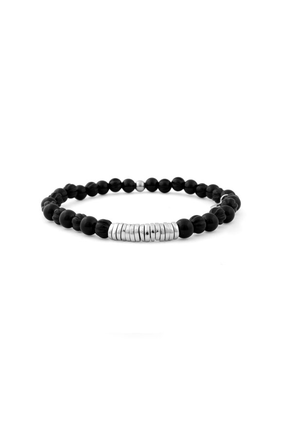 Tateossian - Black Agate Beaded Stretch Bracelet