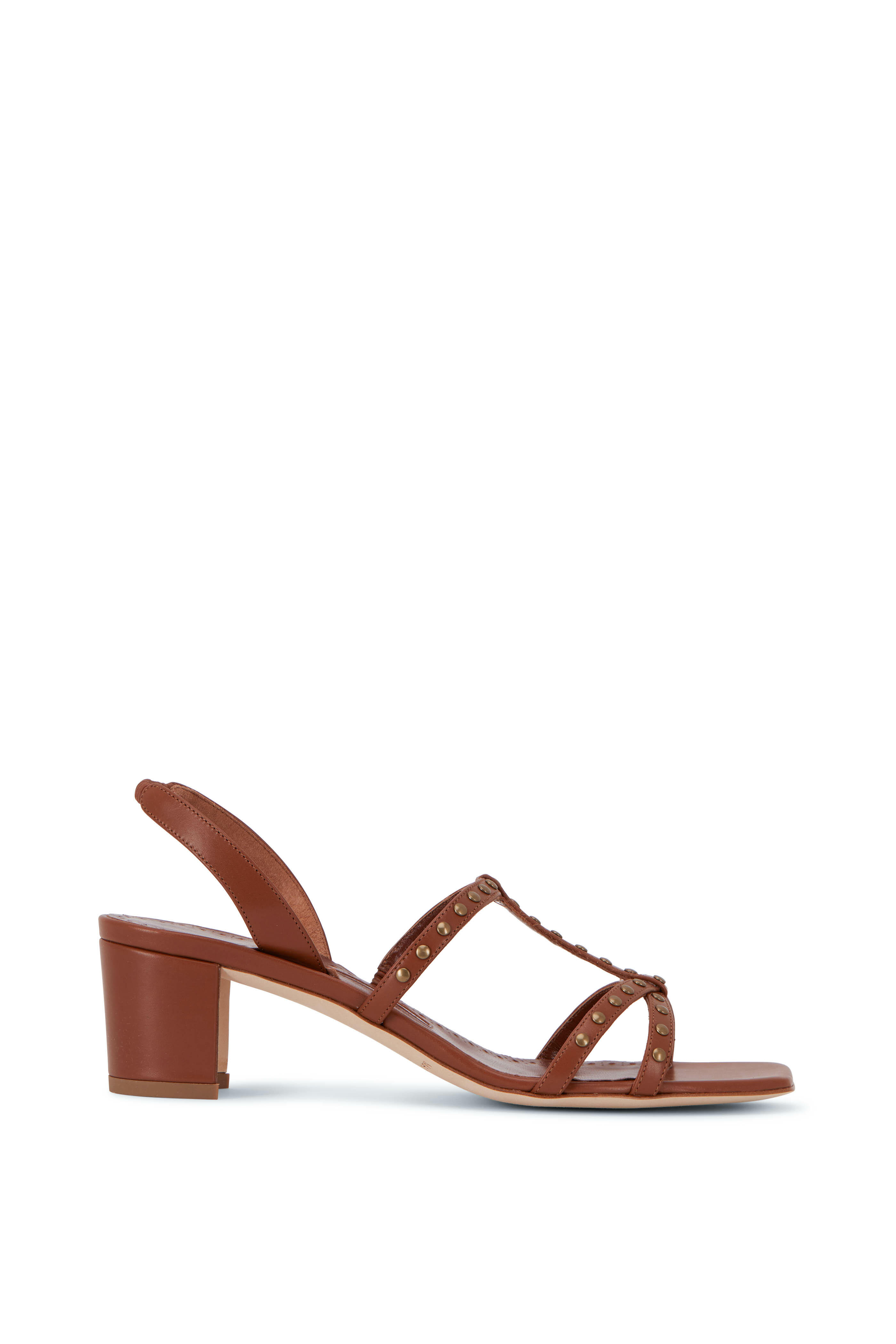 Manolo Blahnik - Luce Brown Leather T-Strap Sandal, 50mm