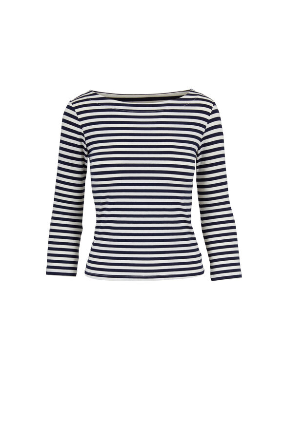 L'Agence - Lucy Navy & Natural Striped T-Shirt