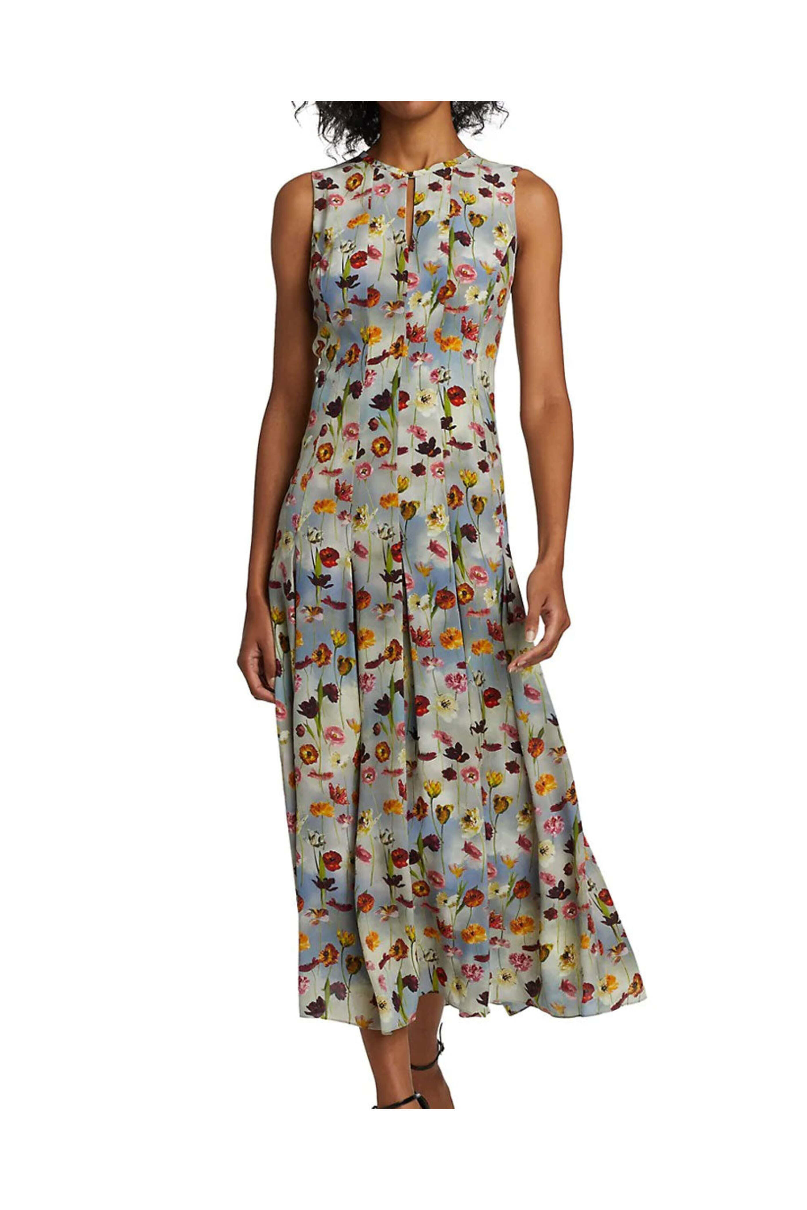 Oscar de la Renta - Topaz Floral Sleeveless Midi Dress