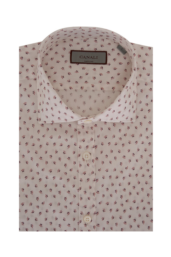 Canali - Pink Floral Print Cotton Sport Shirt 