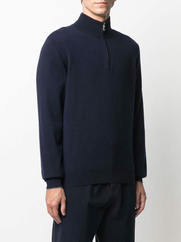 Brunello Cucinelli - Navy Cashmere Quarter Zip Pullover