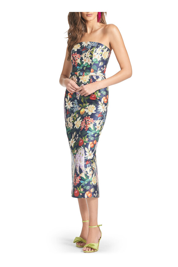 Sachin + Babi - Fiore Floral Print Strapless Midi Dress