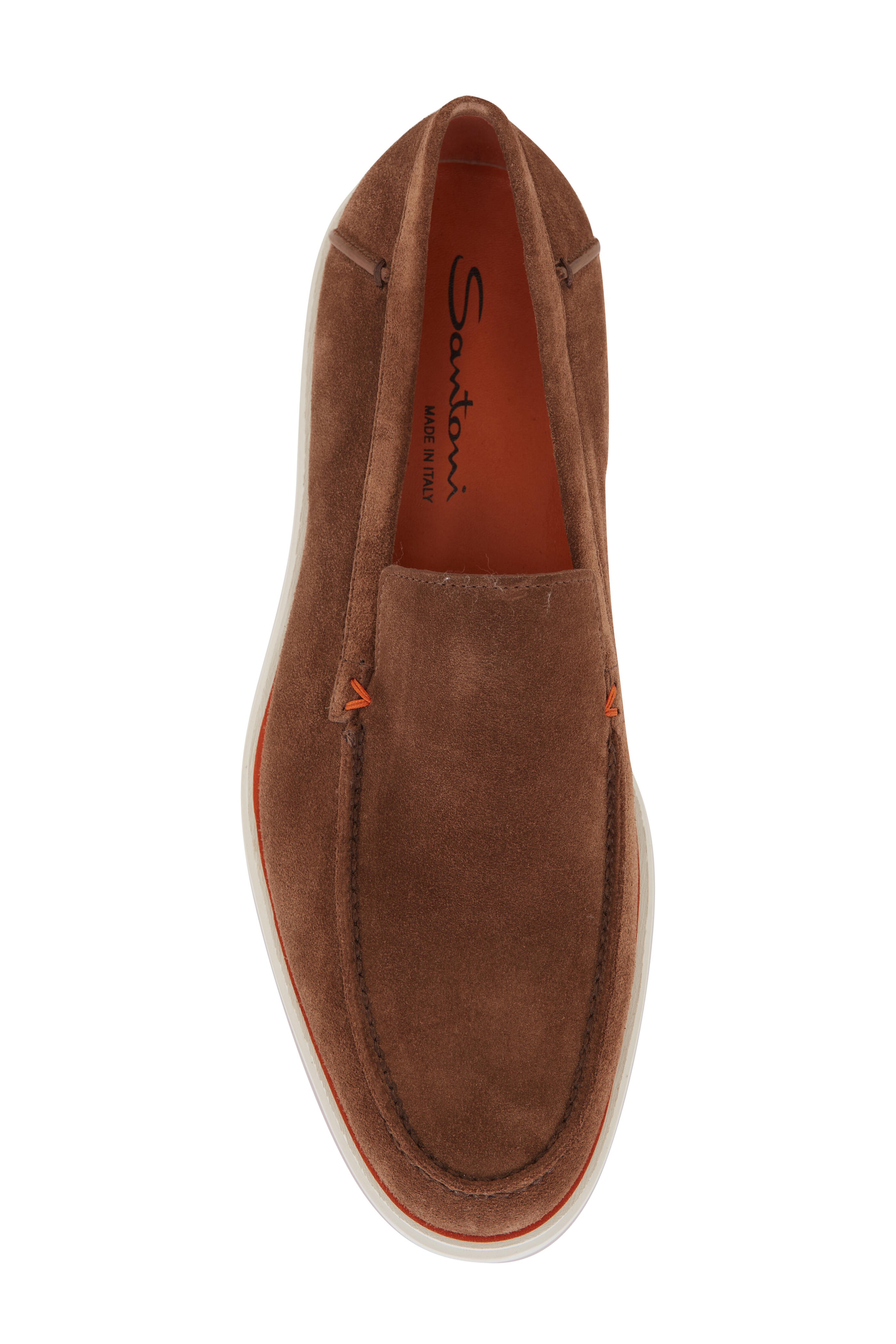 Santoni - Brown Suede Loafer | Mitchell Stores