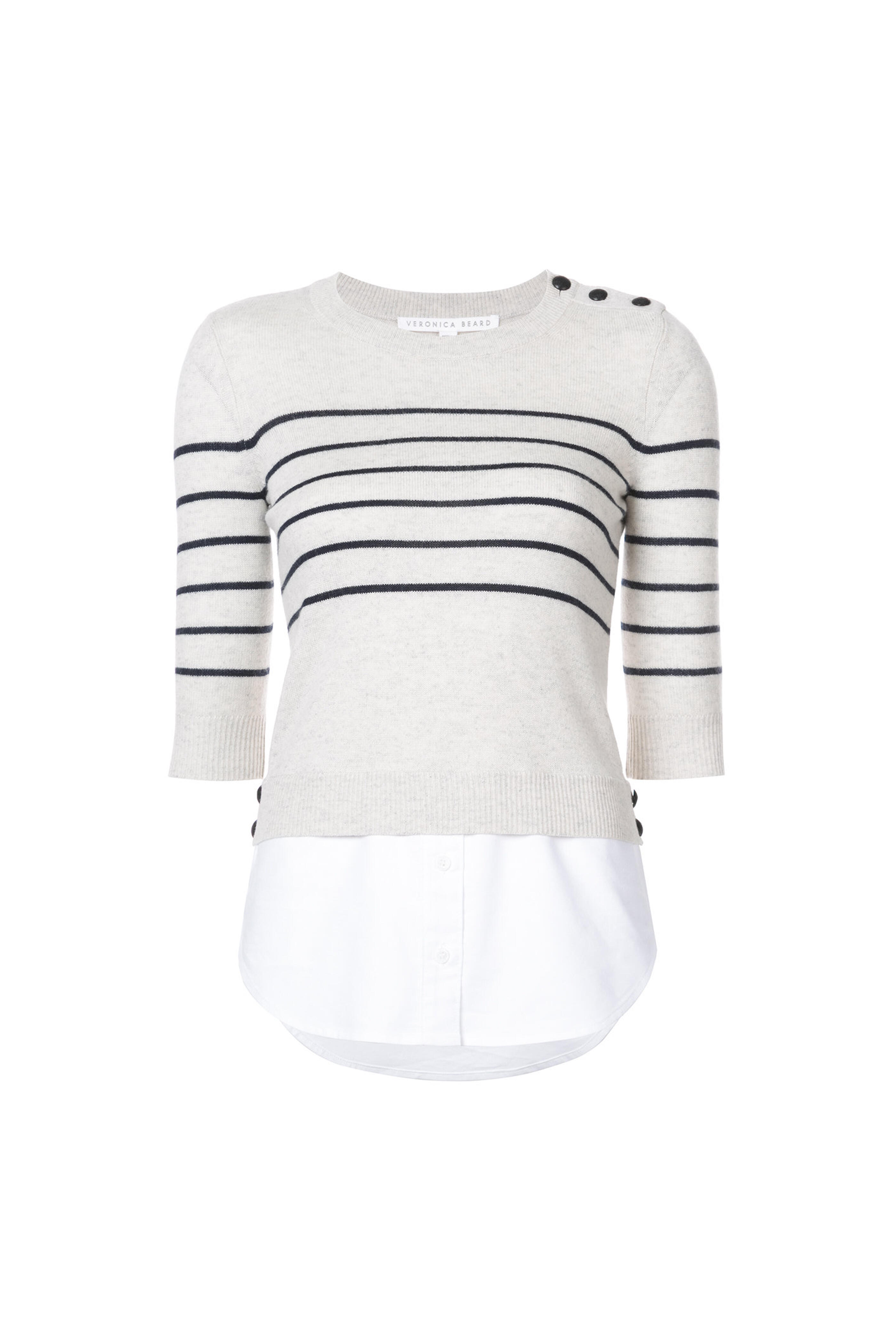 Veronica Beard - Knot Mariner Ivory & Navy Stripe Combo Sweater