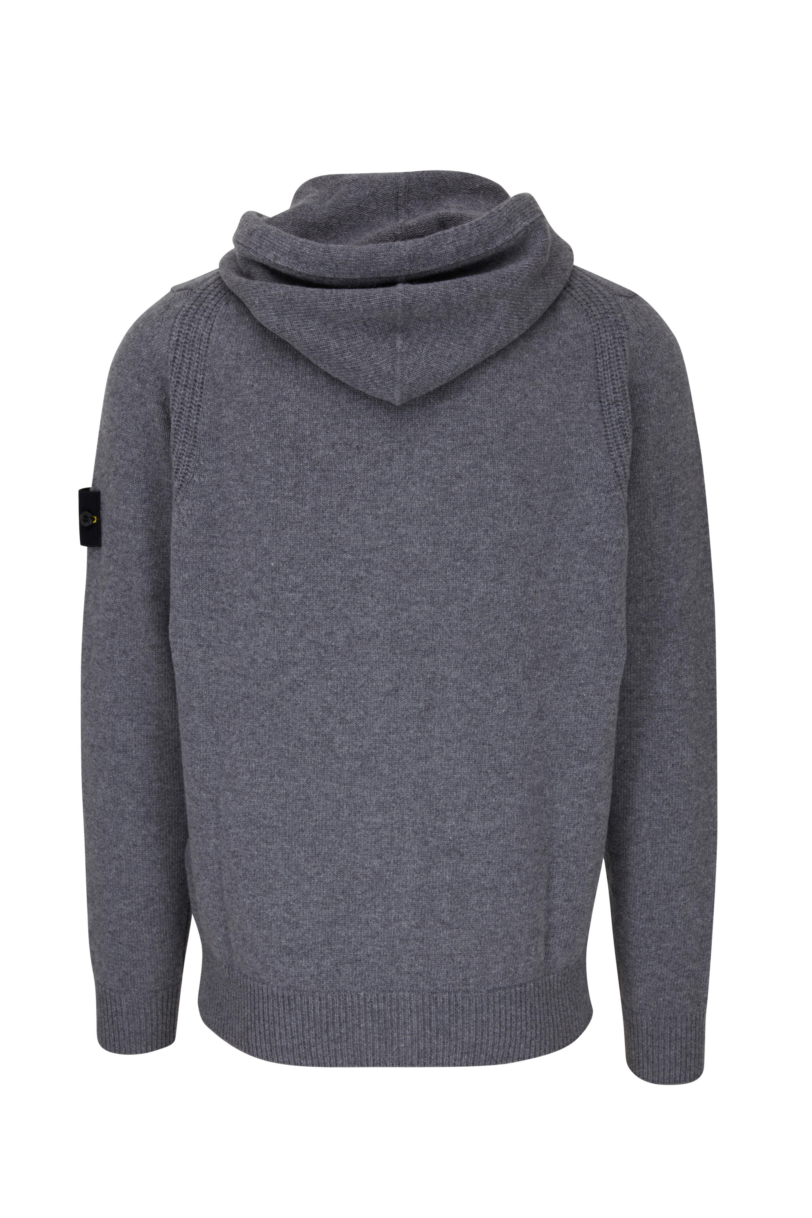 Stone Island - Gray Wool Blend Zip Front Hoodie
