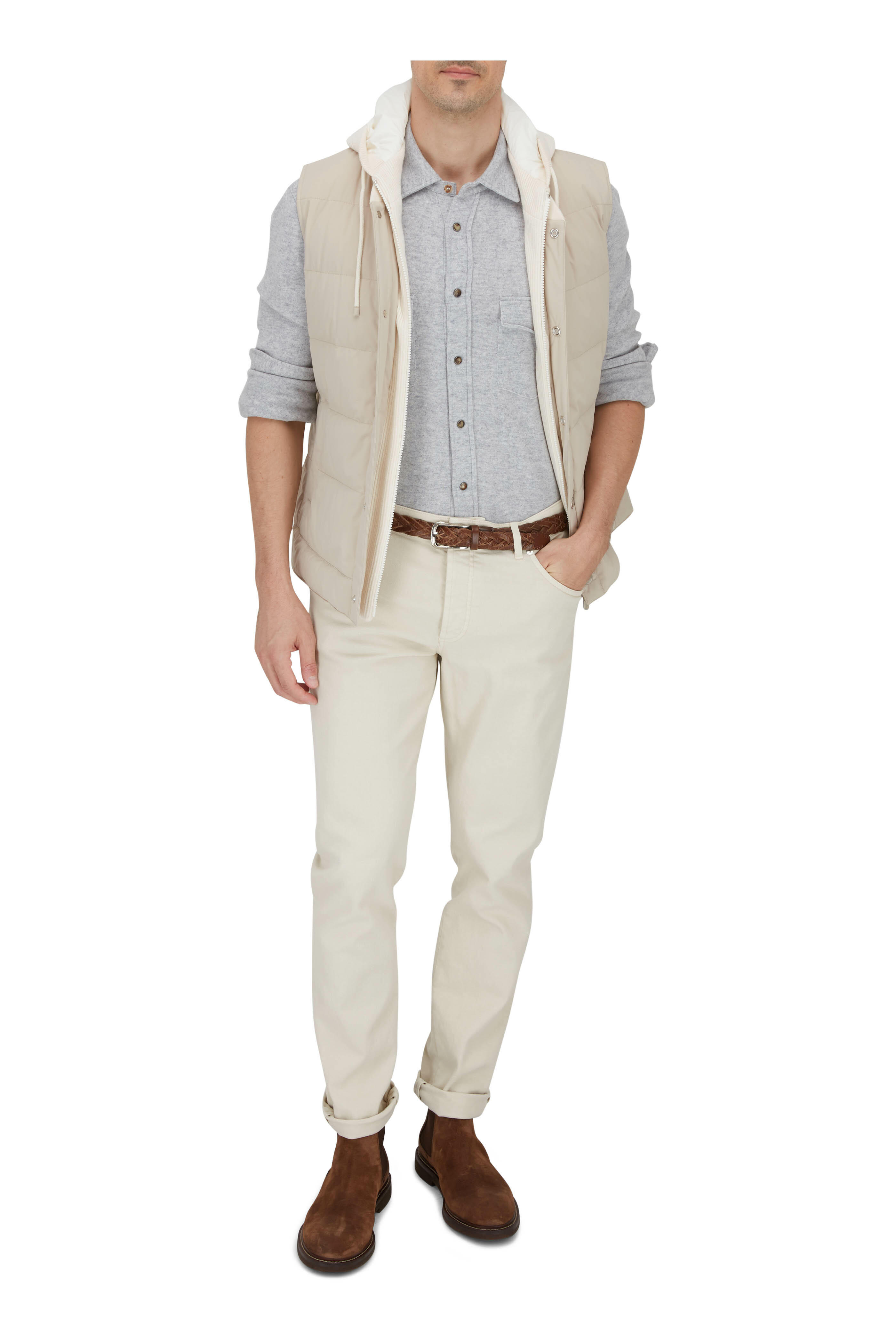 Brunello Cucinelli - Light Gray Western Overshirt