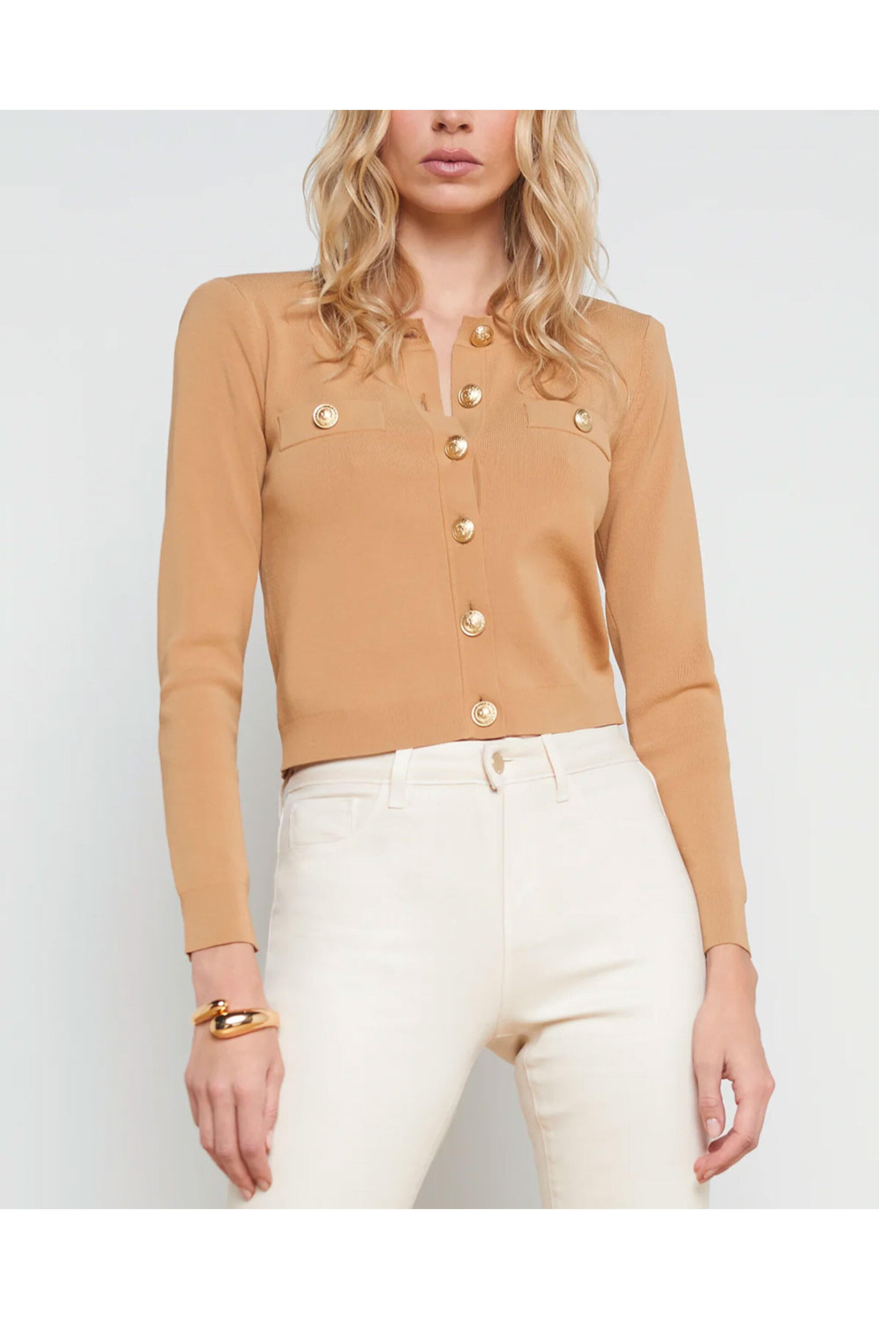 L'Agence - Soft Camel Toulouse Crop Cardigan