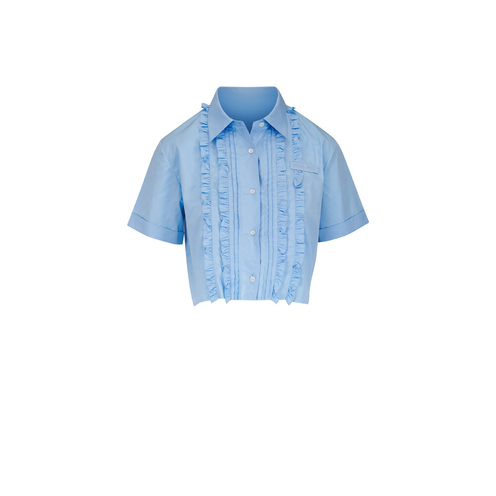 Miu Miu - Light Blue Poplin Button Up Blouse | Mitchell Stores