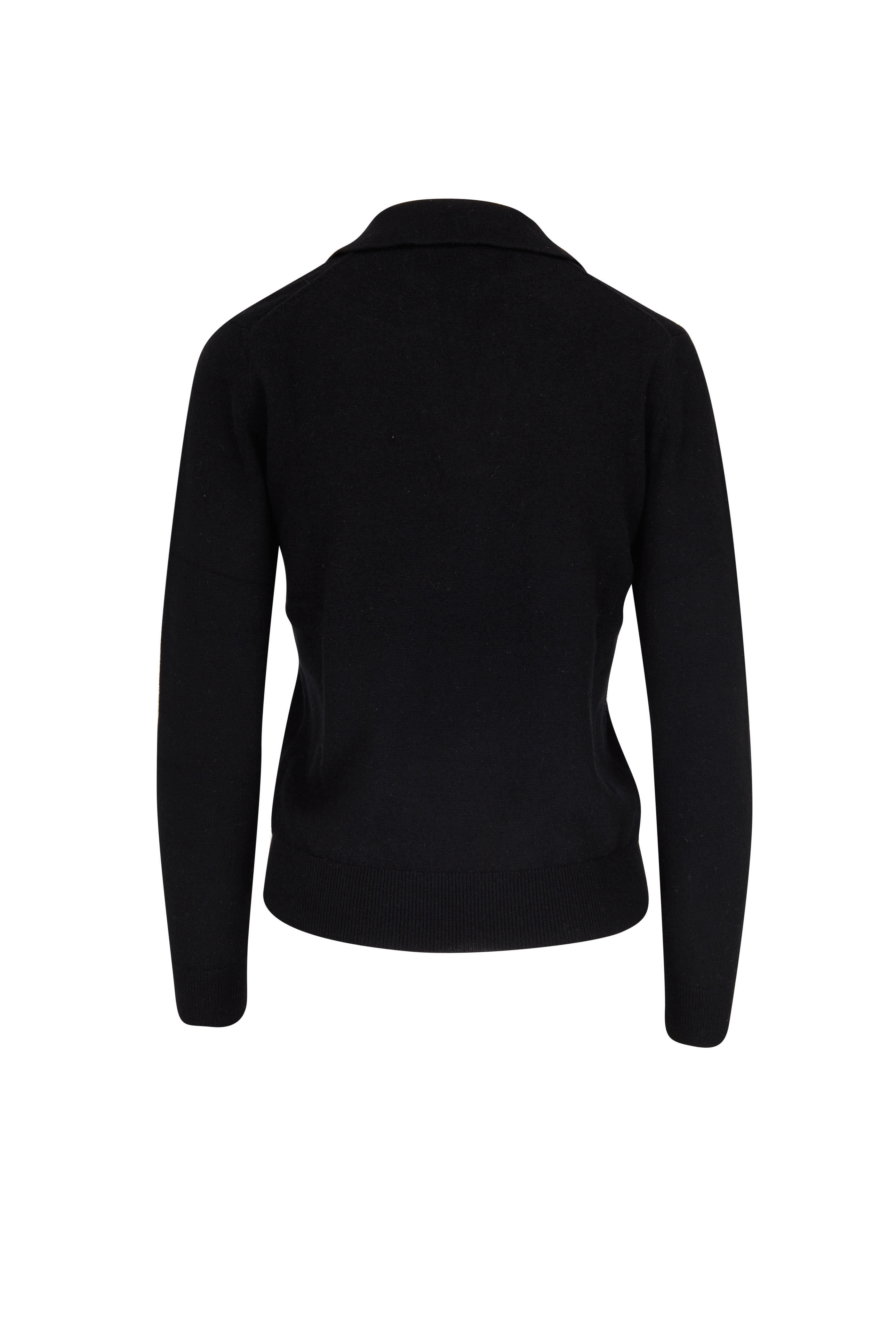 Kinross - Black Cashmere Johnny Collar Sweater | Mitchell Stores