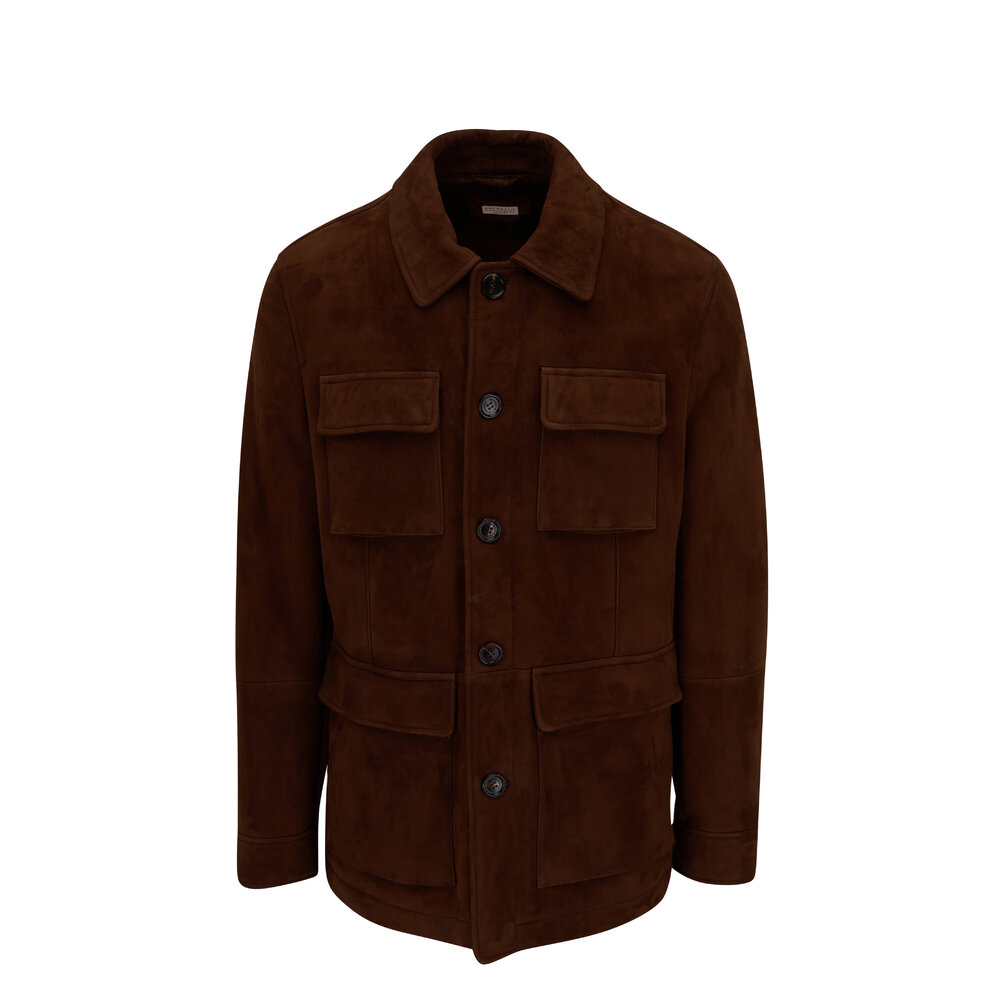 Brunello Cucinelli - Dark Brown Suede Shearling Field Jacket