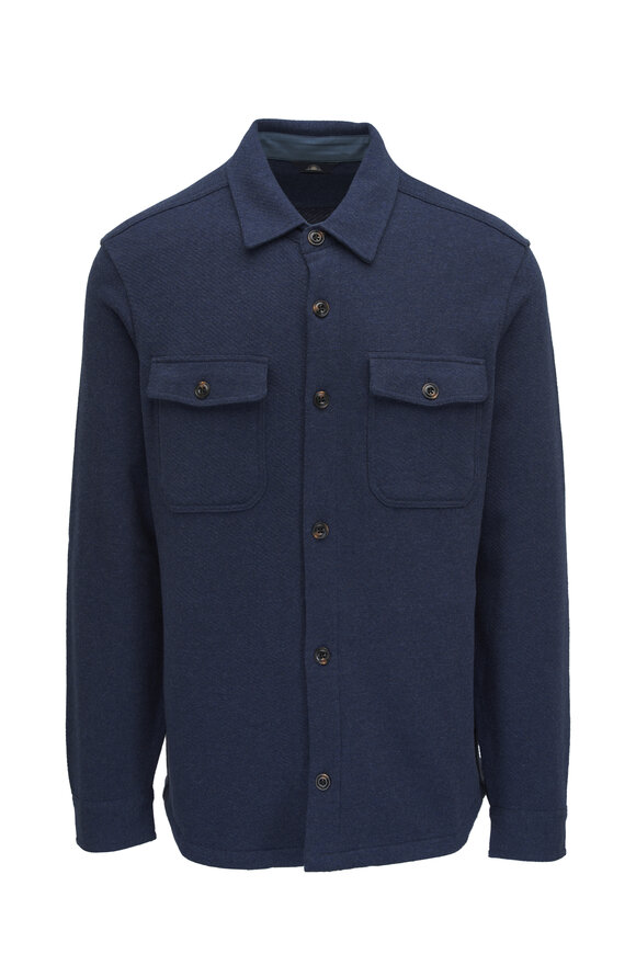 Faherty Brand Inlet Navy Night Mélange Knit CPO Shirt Jacket