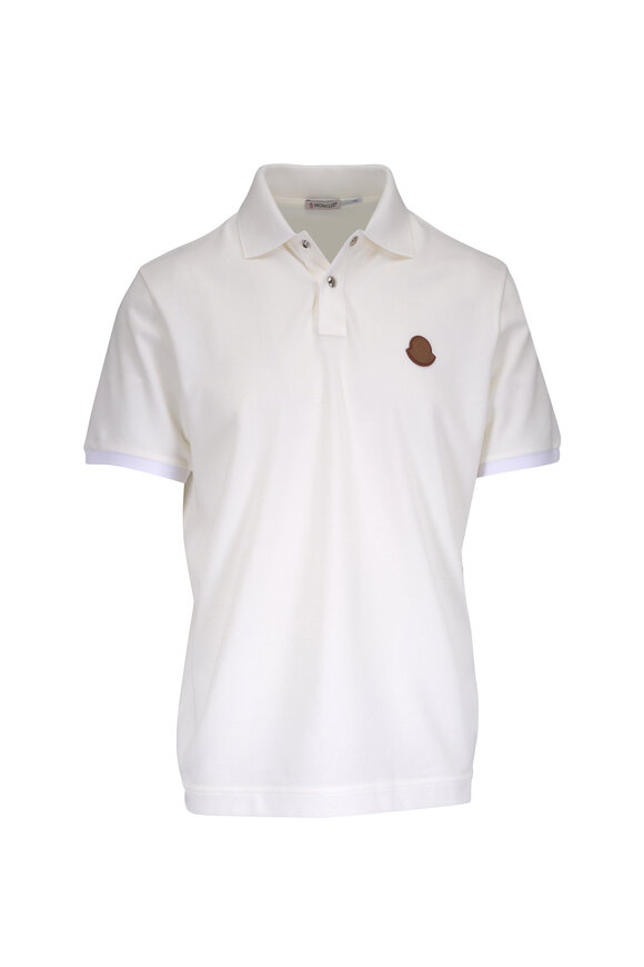 Moncler - White Cotton Quarter Zip Polo | Mitchell Stores